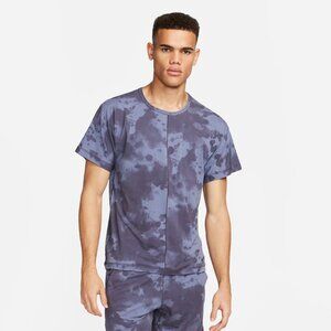 Nike Men's Large Dri-FIT All-Over Print Short-Sleeve Yoga Top Tie Dye Indigo Blu